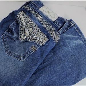 Miss Me Mid Rise Boot Cut Blinged Out Jeans
